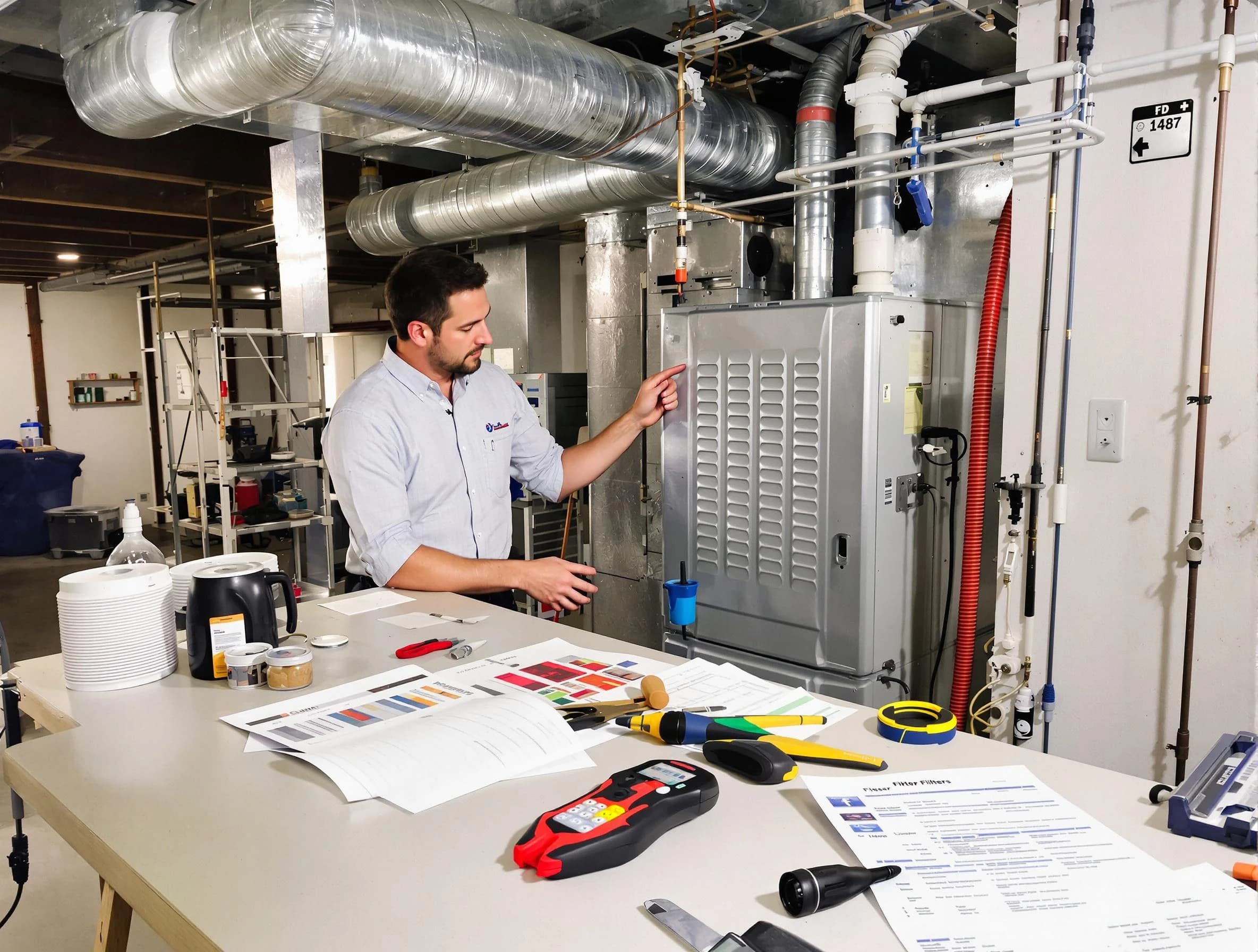 Billerica Air Duct Cleaning inspector conducting detailed filter system evaluation using professional diagnostic tools in Billerica