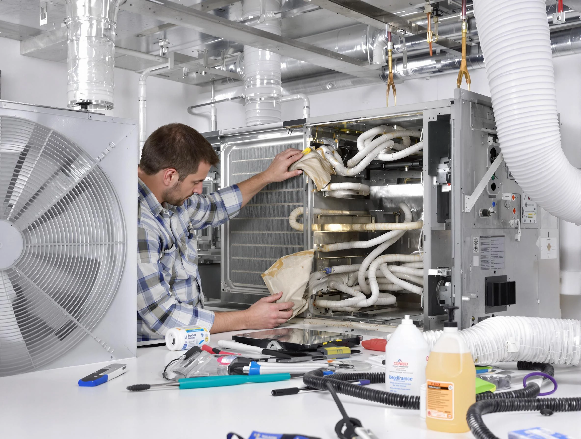 Billerica Air Duct Cleaning specialist performing precision AC coil cleaning in Billerica