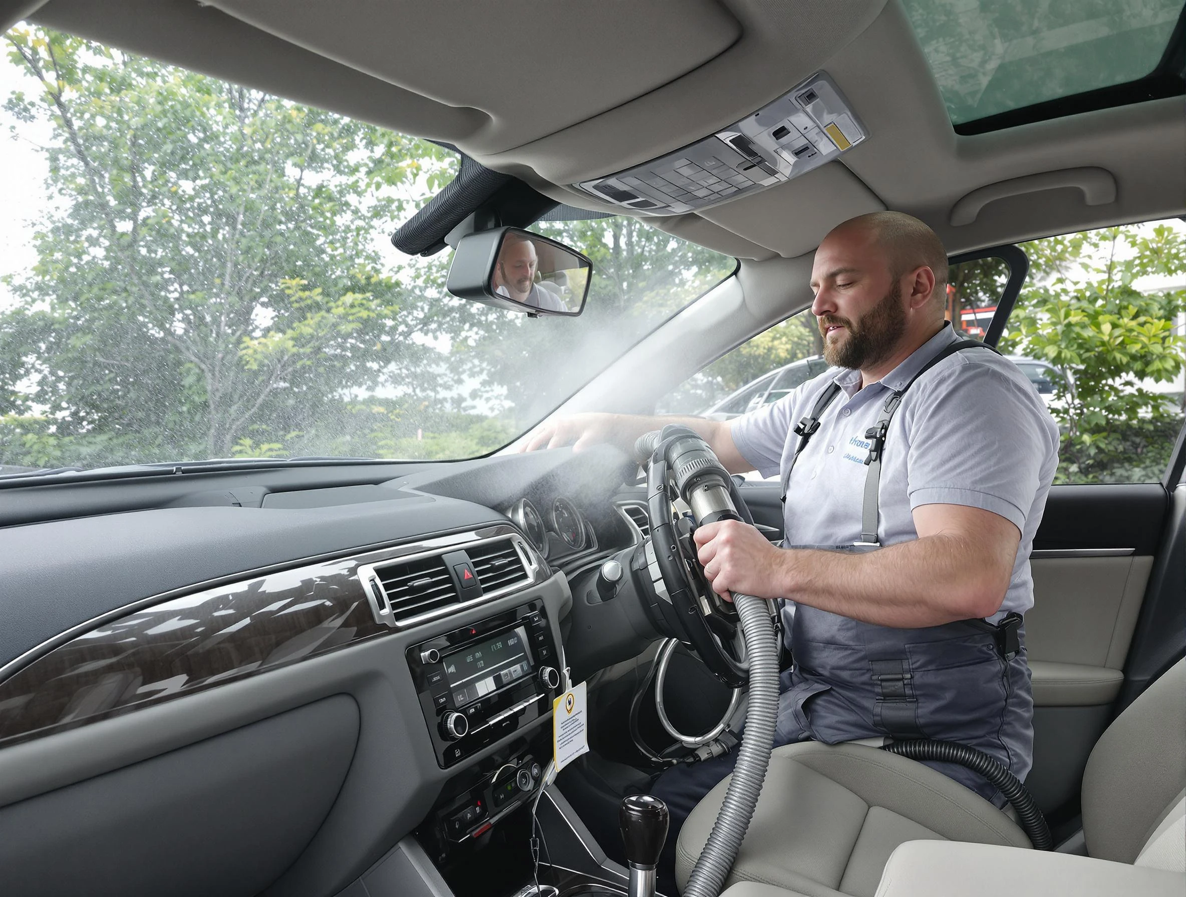 Billerica Air Duct Cleaning specialist performing professional car duct cleaning in Billerica